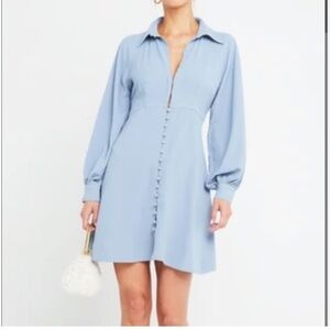 O.P.T X Emily Luciano Elegant Long Sleeve Light Blue Dress Medium New